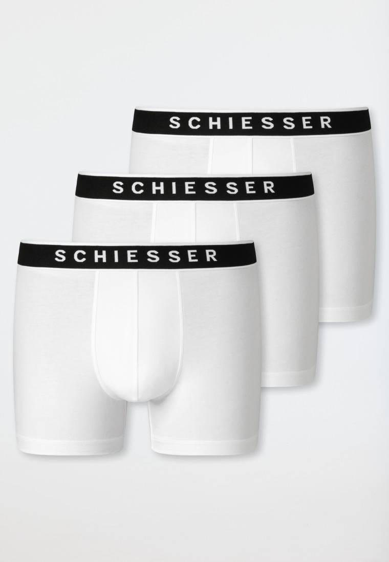 Schiesser Shorts 3er-Pack Organic Cotton Webgummibund weiß - 95/5 Vierteljährliche Förderung