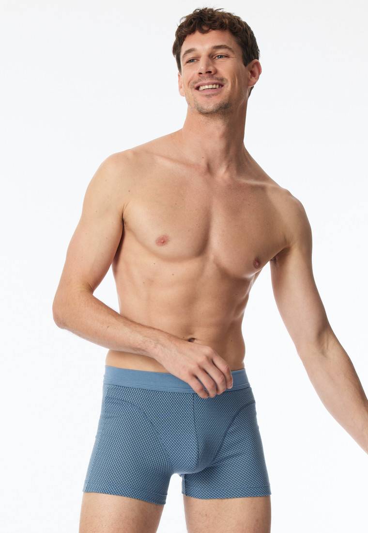 Schiesser Shorts Organic Cotton gemustert blaugrau - Comfort Fit Kostenloser Versand international