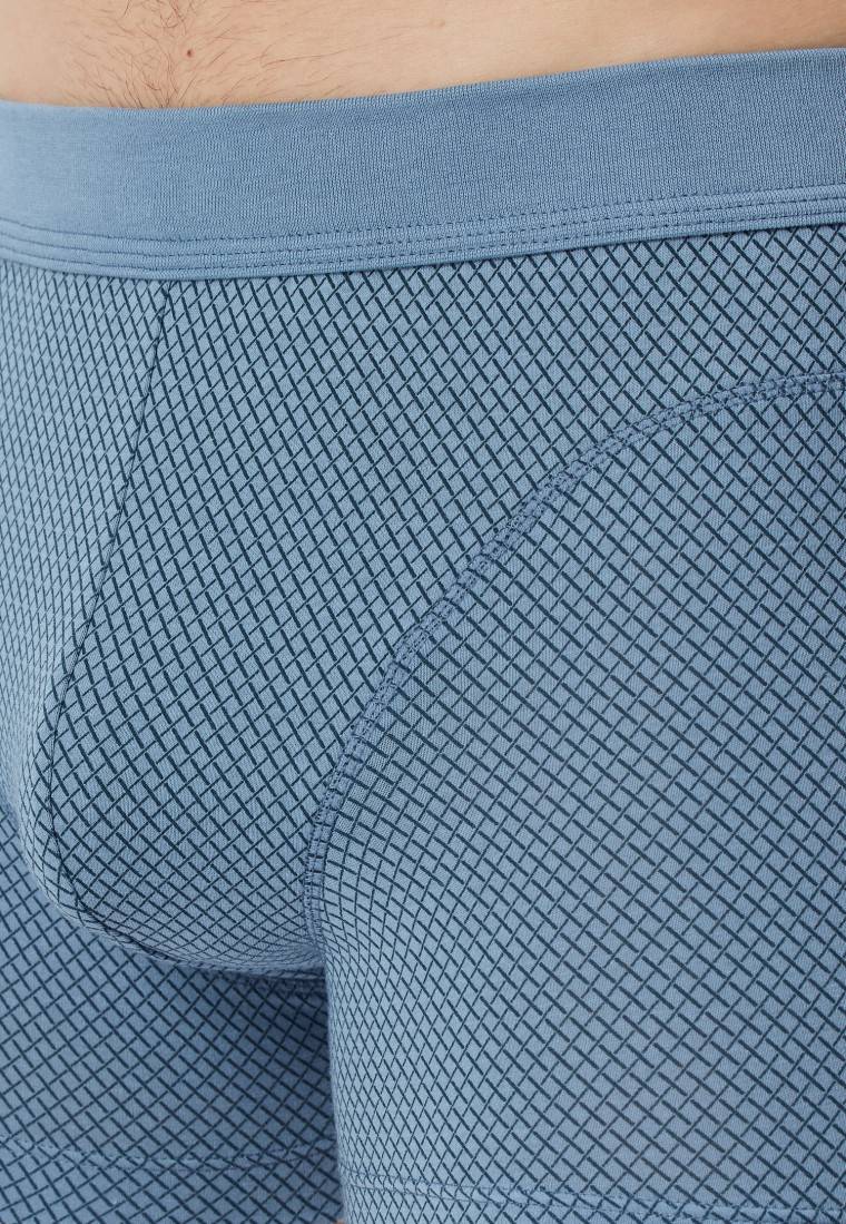 Schiesser Shorts Organic Cotton gemustert blaugrau - Comfort Fit Kostenloser Versand international