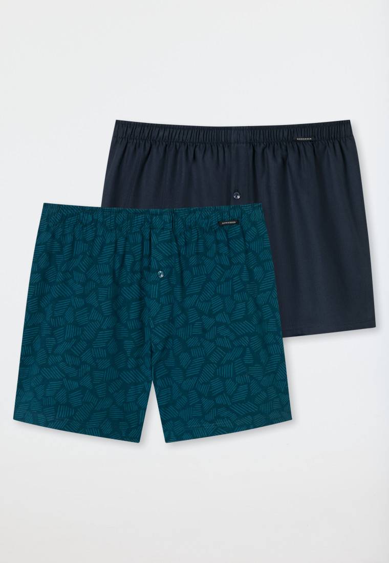 Schiesser Boxershorts 2er-Pack Jersey uni gemustert - Boxershorts Multipacks Speichern exportieren