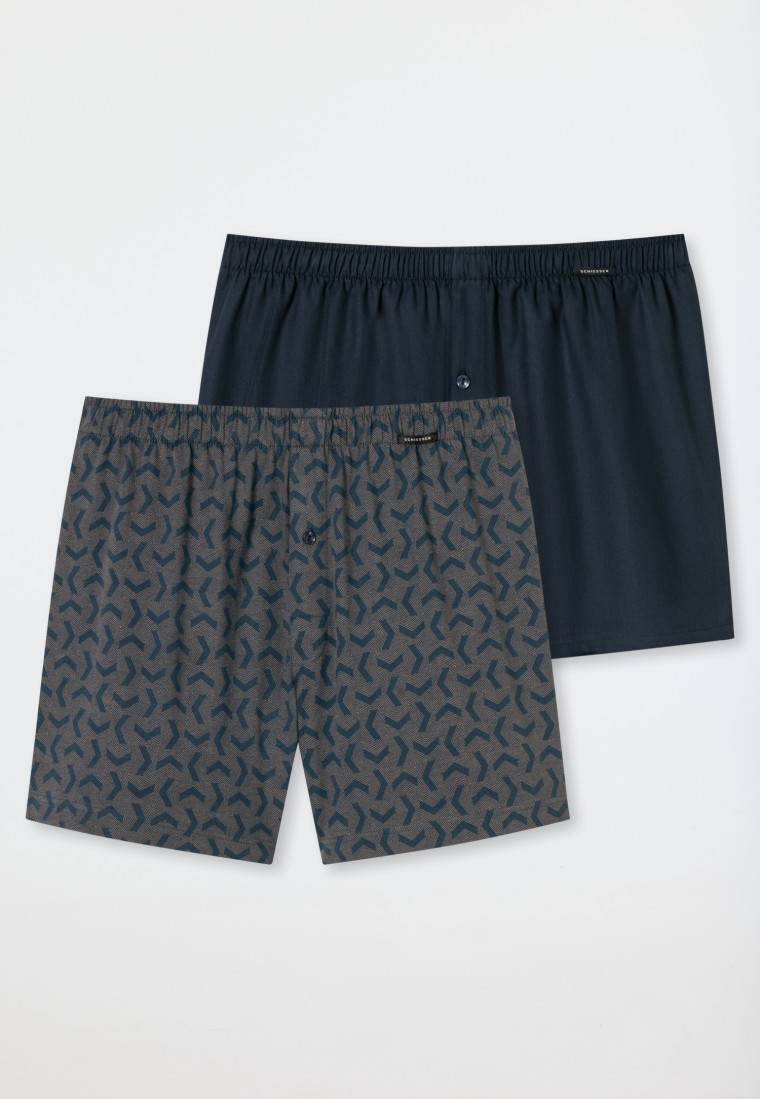 Schiesser Boxershorts 2er-Pack Jersey uni gemustert - Boxershorts Multipacks Black Friday Preise