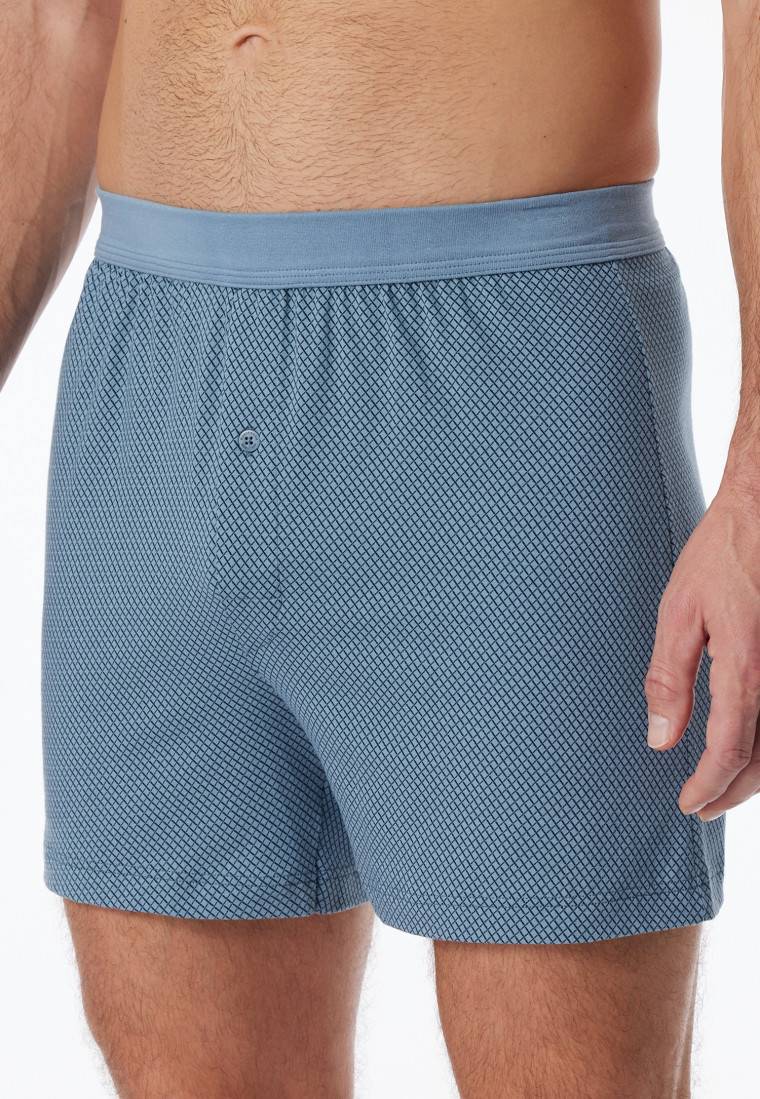 Schiesser Boxershorts Organic Cotton gemustert blaugrau - Comfort Fit Im Verkauf