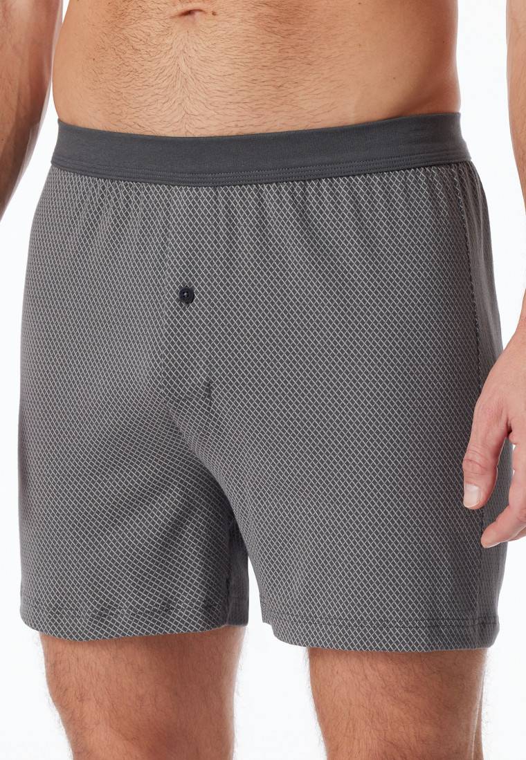 Schiesser Boxershorts Organic Cotton gemustert anthrazit - Comfort Fit 50% Rabatt für begrenzte Zeit