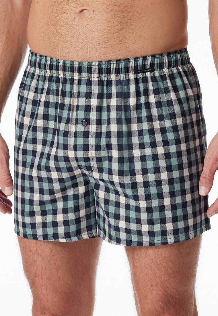 Schiesser Boxershorts 2er-Pack Webware uni & kariert - Boxershorts Multipacks Rabatte dieses Monats