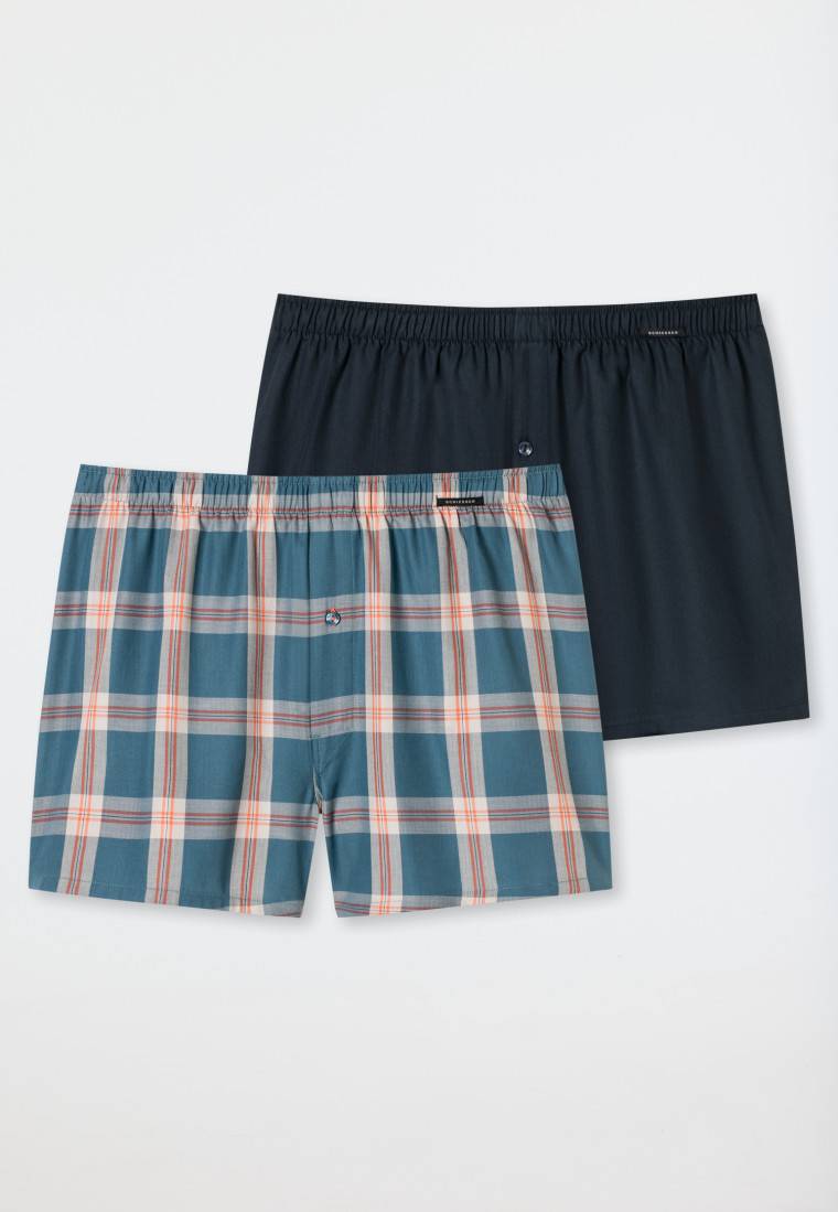 Schiesser Boxershorts 2er-Pack Webware uni & kariert - Boxershorts Multipacks 2025