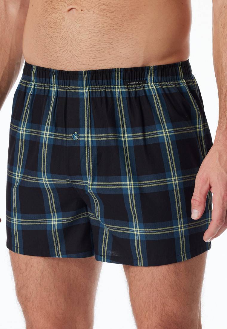 Schiesser Boxershorts 2er-Pack Webware uni & kariert - Boxershorts Multipacks Online