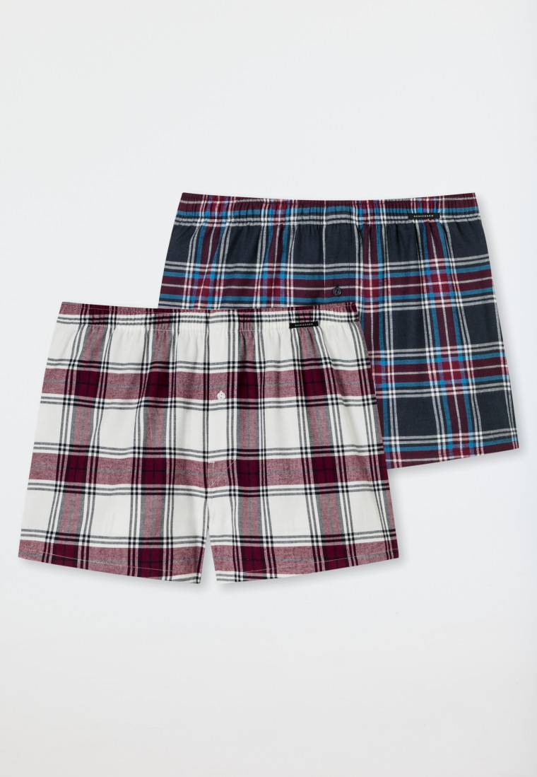 Schiesser Boxershorts 2er-Pack Webware uni kariert mehrfarbig - X-Mas Outlet