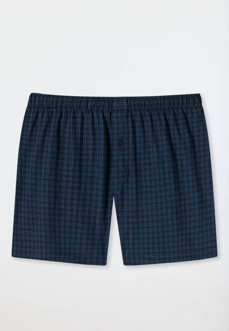Schiesser Boxershorts Jersey dunkelblau karierte - Cotton Casuals Auslauf