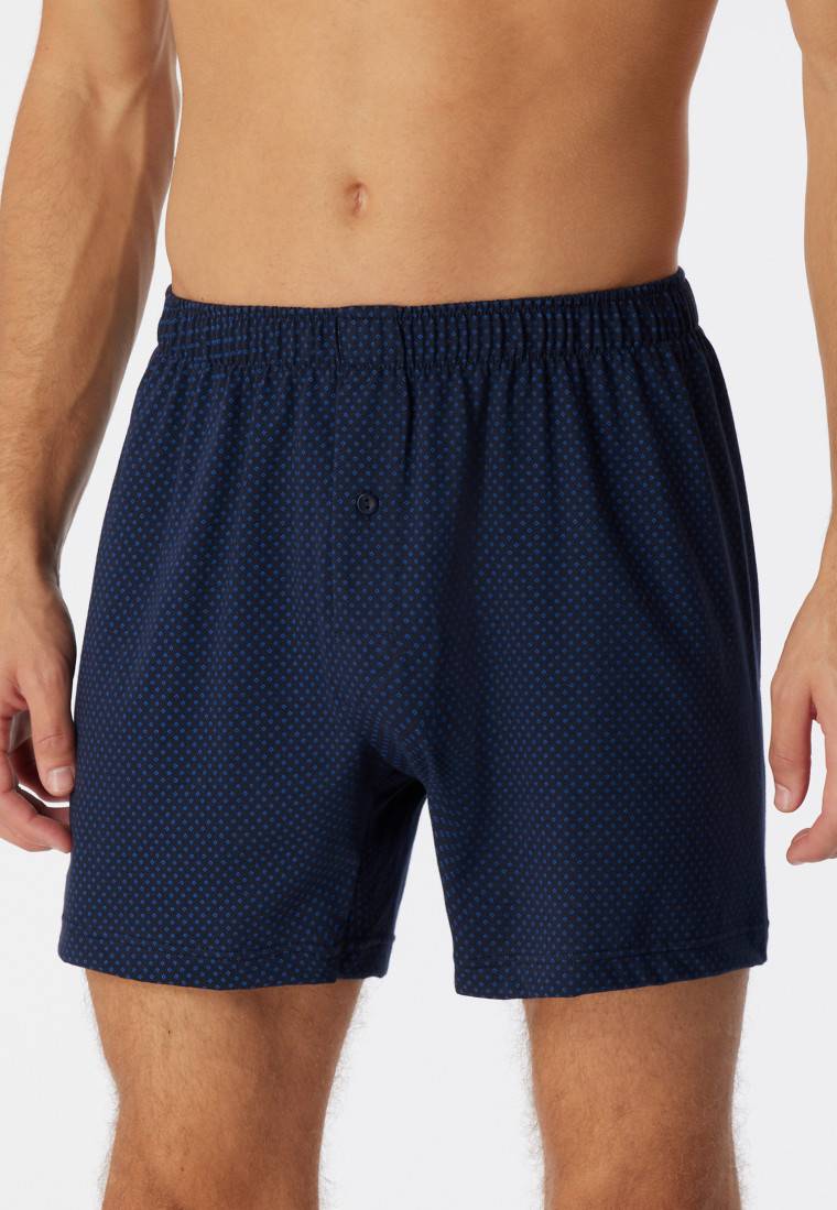 Schiesser Boxershorts Jersey dunkelblau gemustert - Cotton Casuals Verkauf