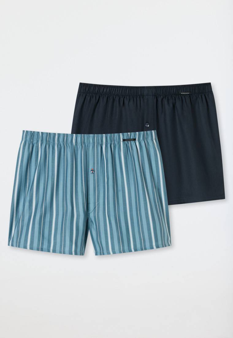 Schiesser Boxershorts 2er-Pack Webware uni & gestreift - Boxershorts Multipacks Angebote