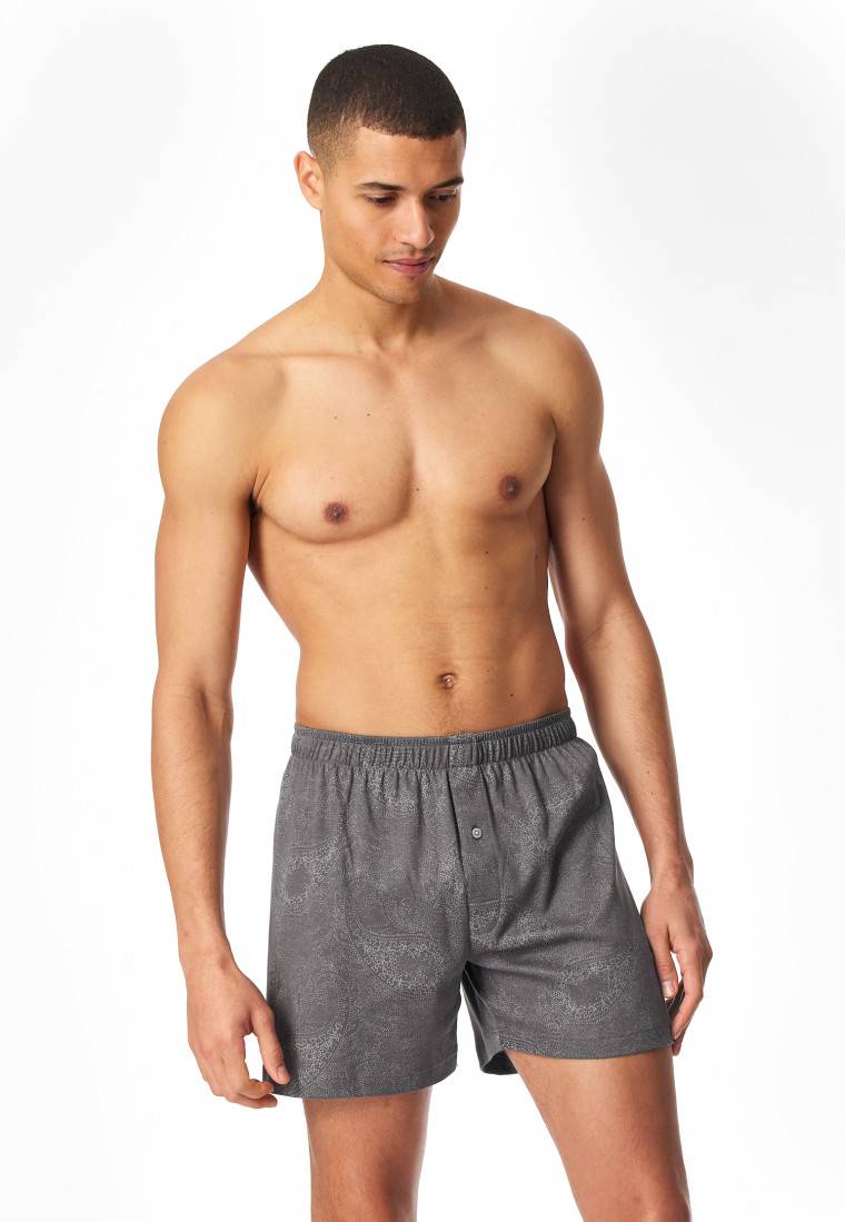 Schiesser Boxershorts Interlock Paisley anthrazit gemustert - Fine Interlock im Angebot