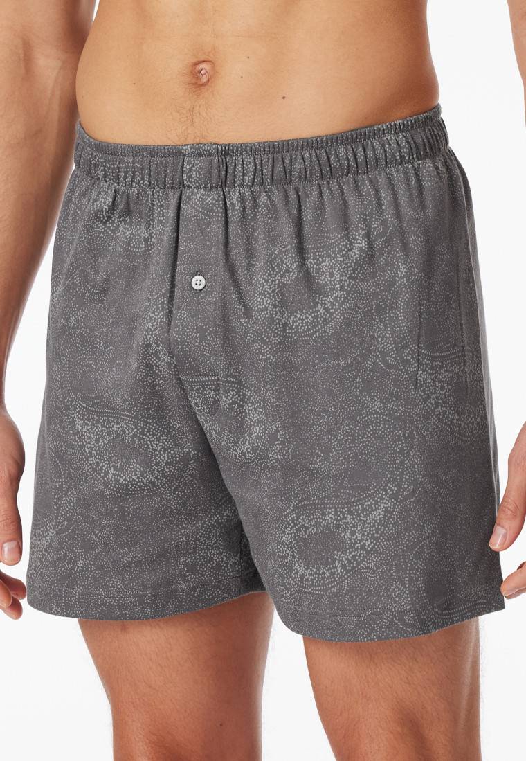 Schiesser Boxershorts Interlock Paisley anthrazit gemustert - Fine Interlock im Angebot