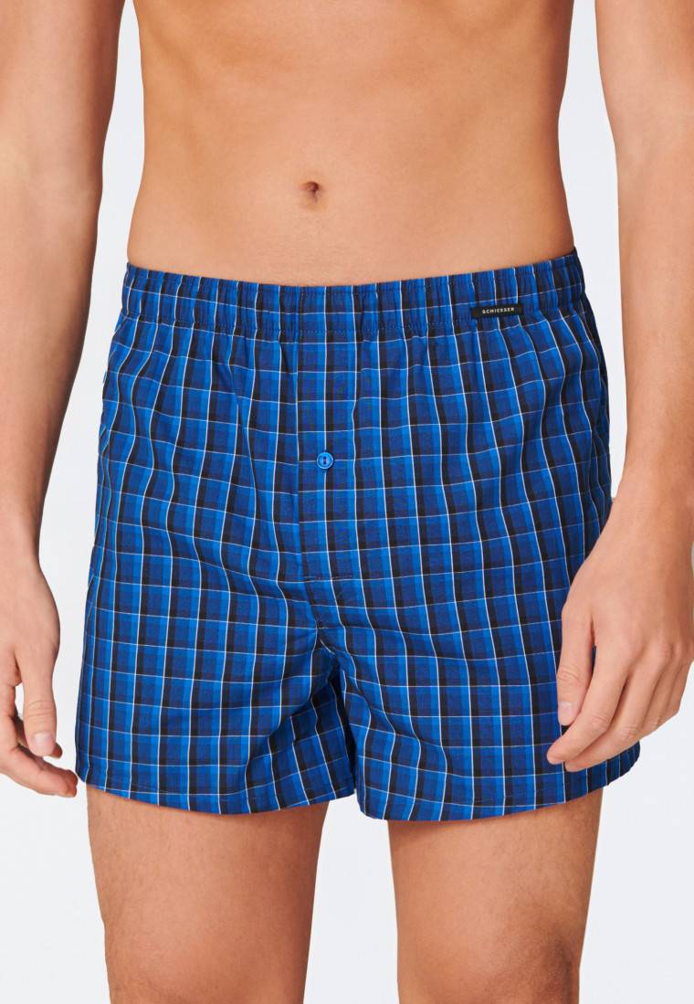 Schiesser Boxershorts 2er-Pack Webware royal kariert - Boxershorts Multipack Schlussverkauf