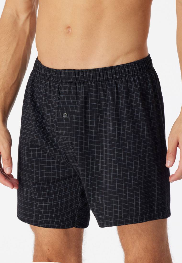 Schiesser Boxershorts Jersey schwarz kariert - Cotton Casuals Fabrikverkauf