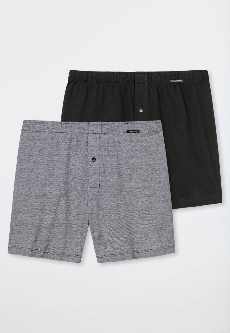 Schiesser Boxershorts 2er-Pack Jersey schwarz/ grau - Boxershorts Multipack Meist gekauft