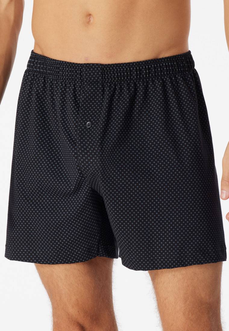 Schiesser Boxershorts Jersey schwarz gemustert - Cotton Casuals Blitzverkäufe