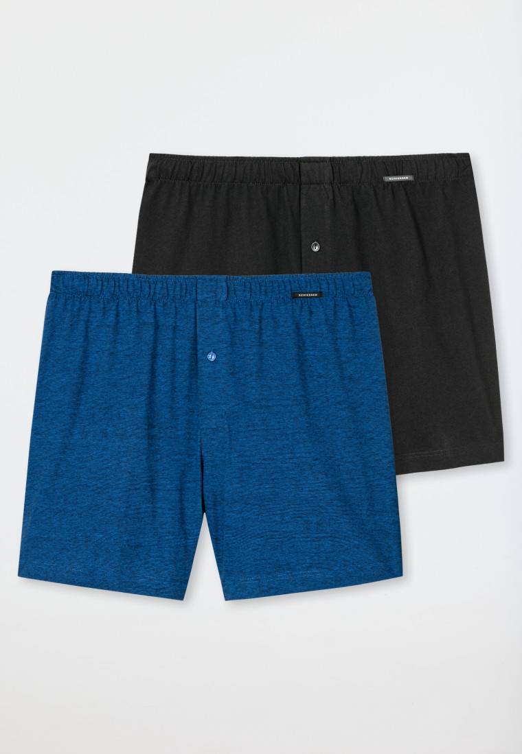 Schiesser Boxershorts 2er-Pack Jersey schwarz/ blau - Boxershorts Multipack Kostenloser Versand