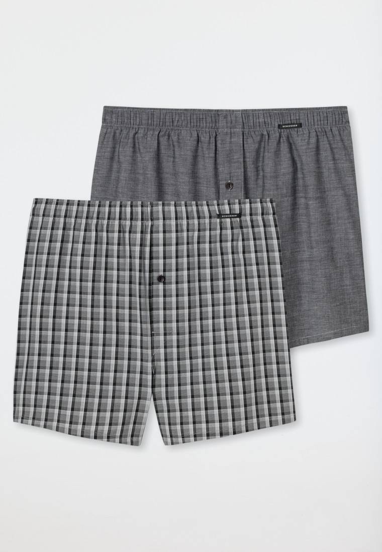 Schiesser Boxershorts 2er-Pack Webware schwarz kariert - Boxershorts Multipack Limitierter Zeitrabatt