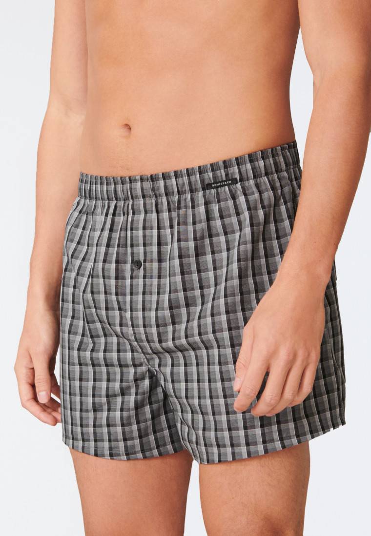 Schiesser Boxershorts 2er-Pack Webware schwarz kariert - Boxershorts Multipack Limitierter Zeitrabatt