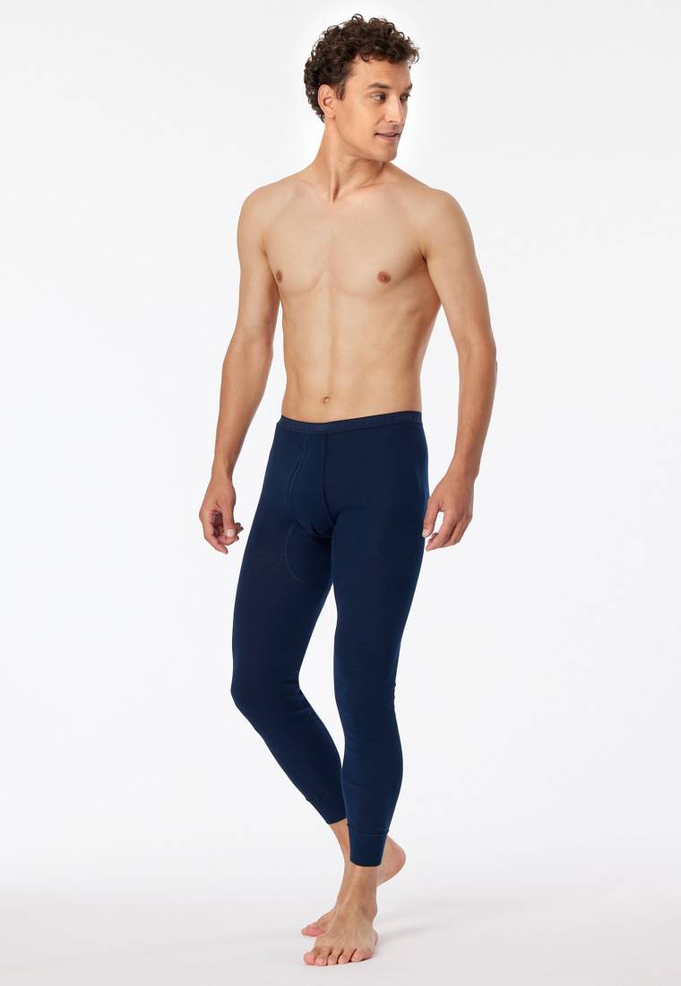 Schiesser Unterhose lang mit Eingriff nachtblau - Original Feinripp
