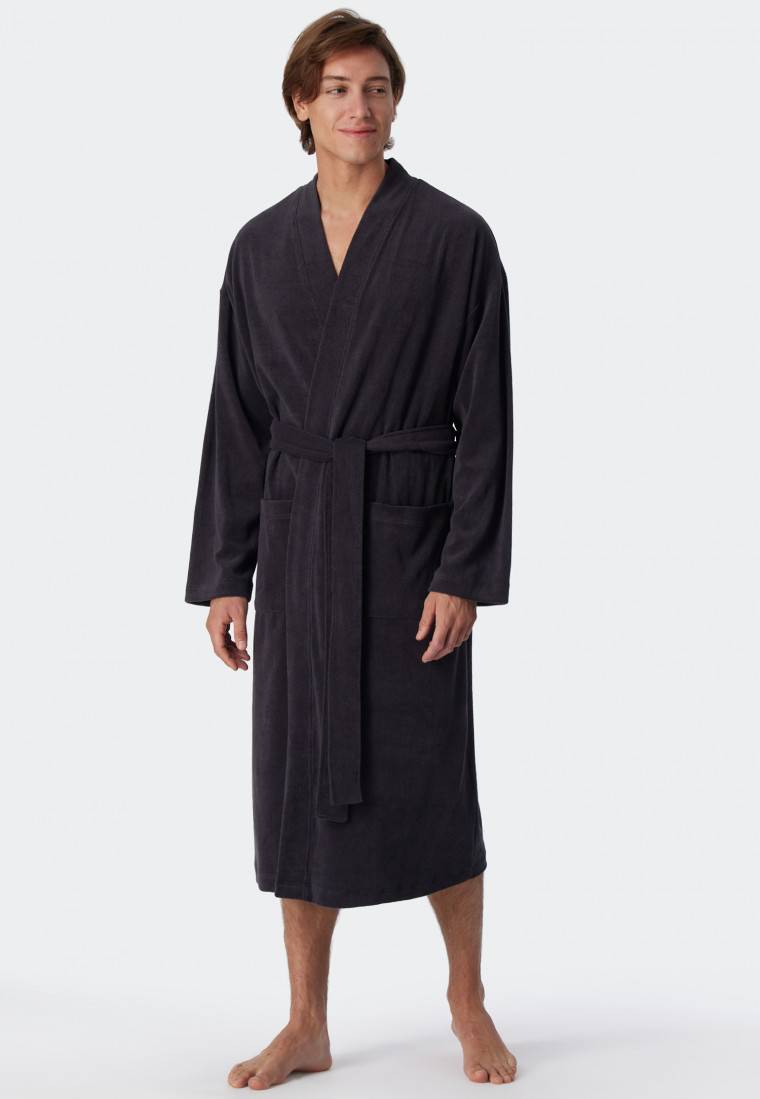 Schiesser Bademantel Leichtfrottee anthrazit - Feather Terry Black Friday