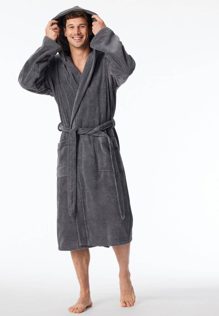Schiesser Bademantel Frottee grau - Essentials