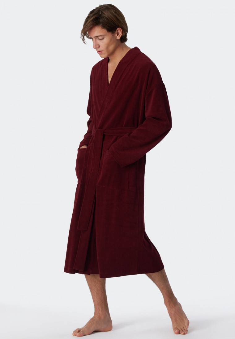 Schiesser Bademantel Leichtfrottee bordeaux - Feather Terry Weihnachtsangebot