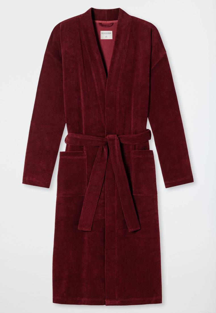 Schiesser Bademantel Leichtfrottee bordeaux - Feather Terry Weihnachtsangebot