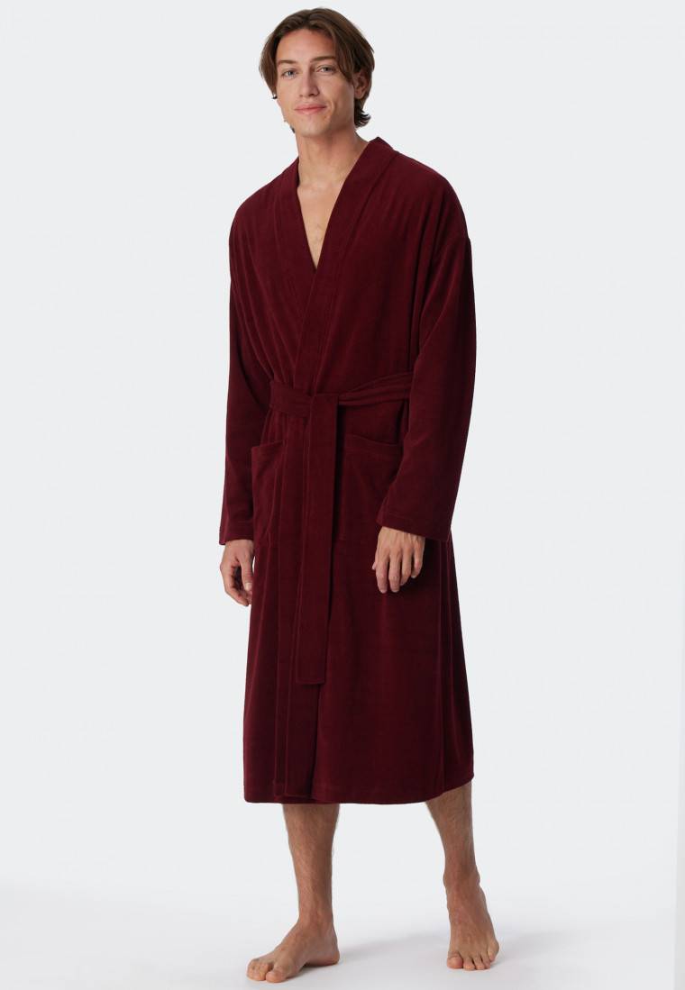 Schiesser Bademantel Leichtfrottee bordeaux - Feather Terry Weihnachtsangebot