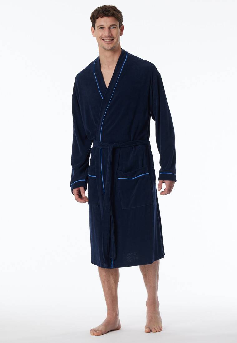 Schiesser Bademantel Frottee navy - Roger Moore Osterangebot