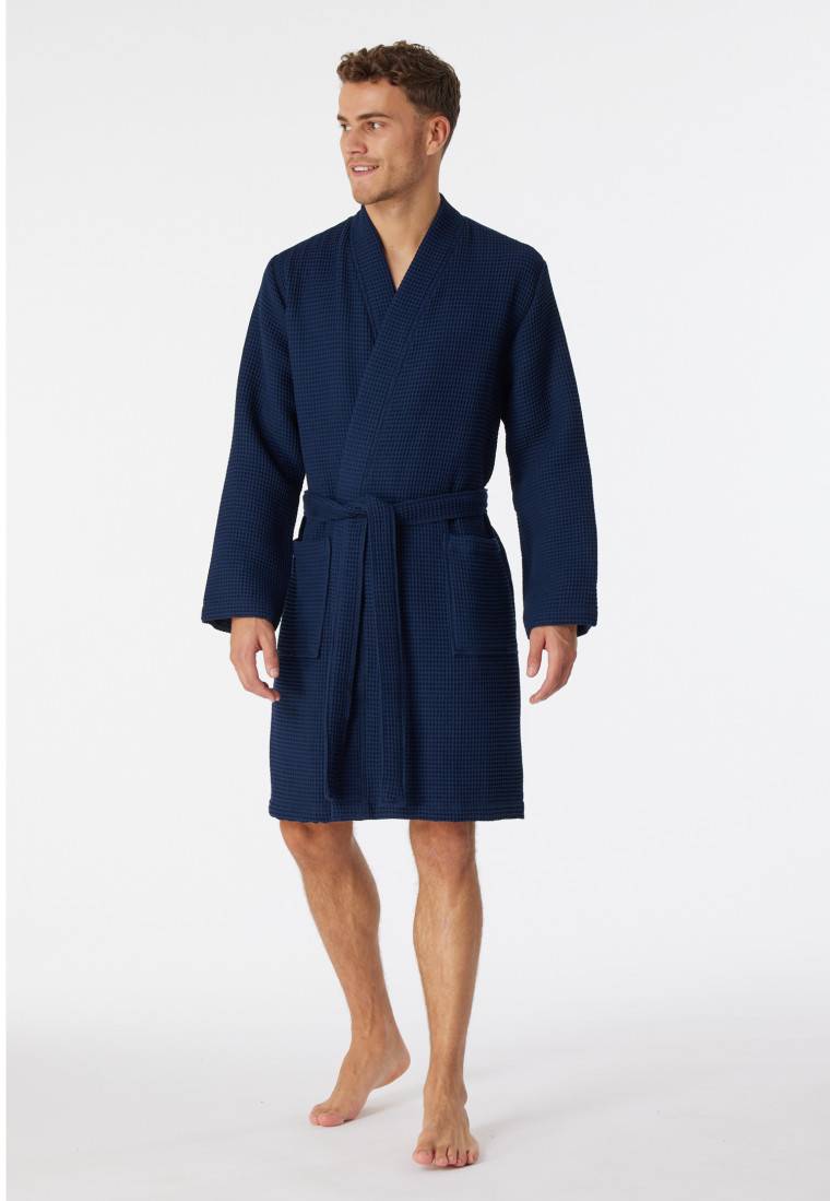 Schiesser Bademantel Waffelpiqué dunkelblau - Essentials Vatertagsangebot