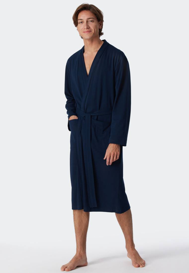 Schiesser Bademantel Fine Interlock dunkelblau - Essentials