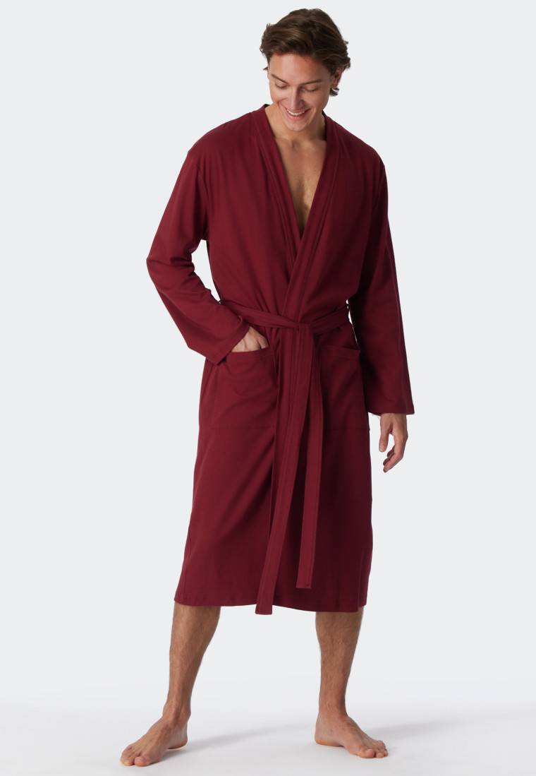 Schiesser Bademantel Fine Interlock bordeaux - Essentials Top Angebot
