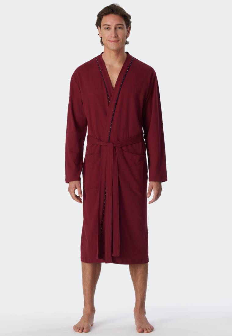 Schiesser Bademantel Fine Interlock bordeaux - Essentials Top Angebot