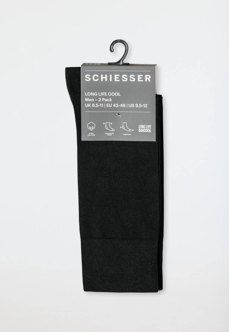 Schiesser Herrensocken 2er-Pack schwarz - Long Life Cool Online Outlet