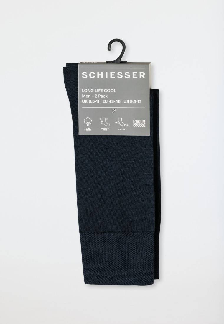 Schiesser Herrensocken 2er-Pack nachtblau - Long Life Cool Große Rabatte