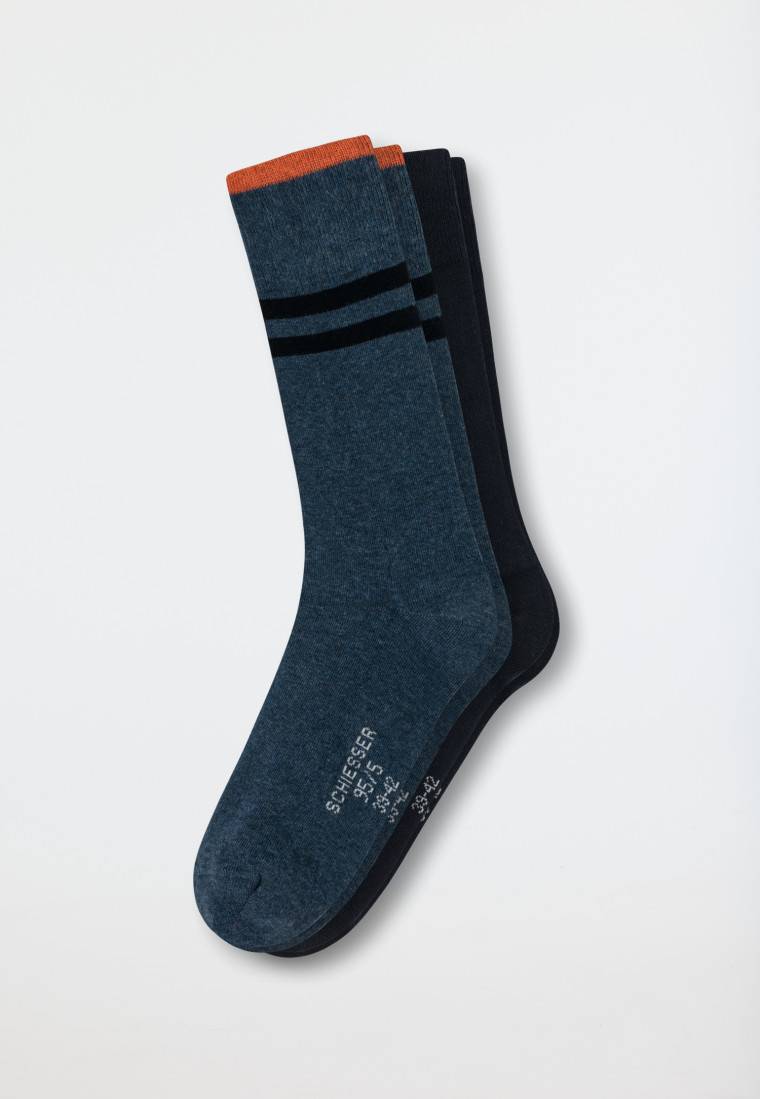 Schiesser Herrensocken 2er-Pack Organic Cotton nachtblau/grünblau - 95/5 Bestseller