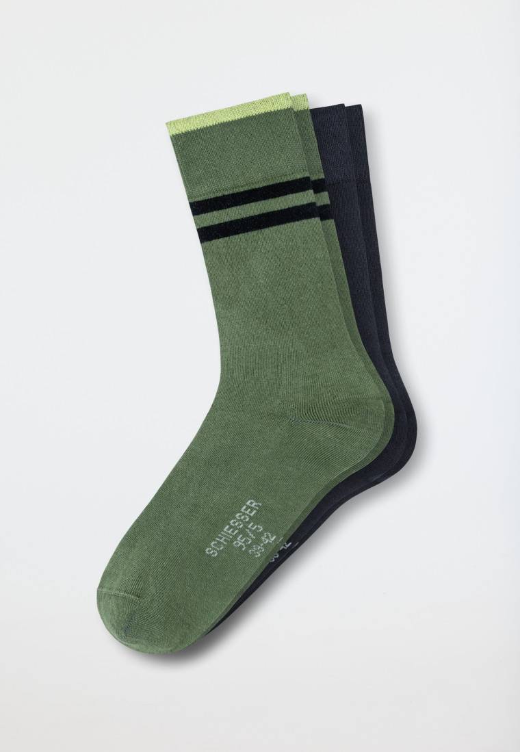 Schiesser Herrensocken 2er-Pack Organic Cotton grün/jeansblau - 95/5 Kauf eins, bekomm eins gratis