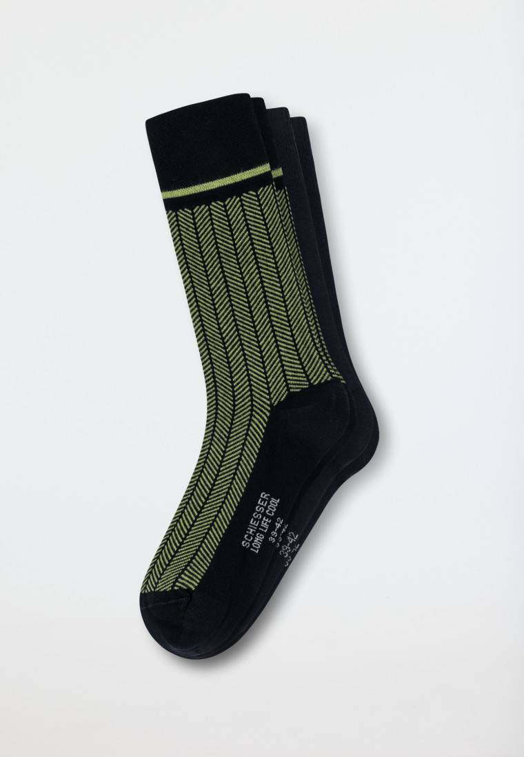 Schiesser Herrensocken 2er-Pack nachtblau/ grün - Long Life Cool Sonderangebote