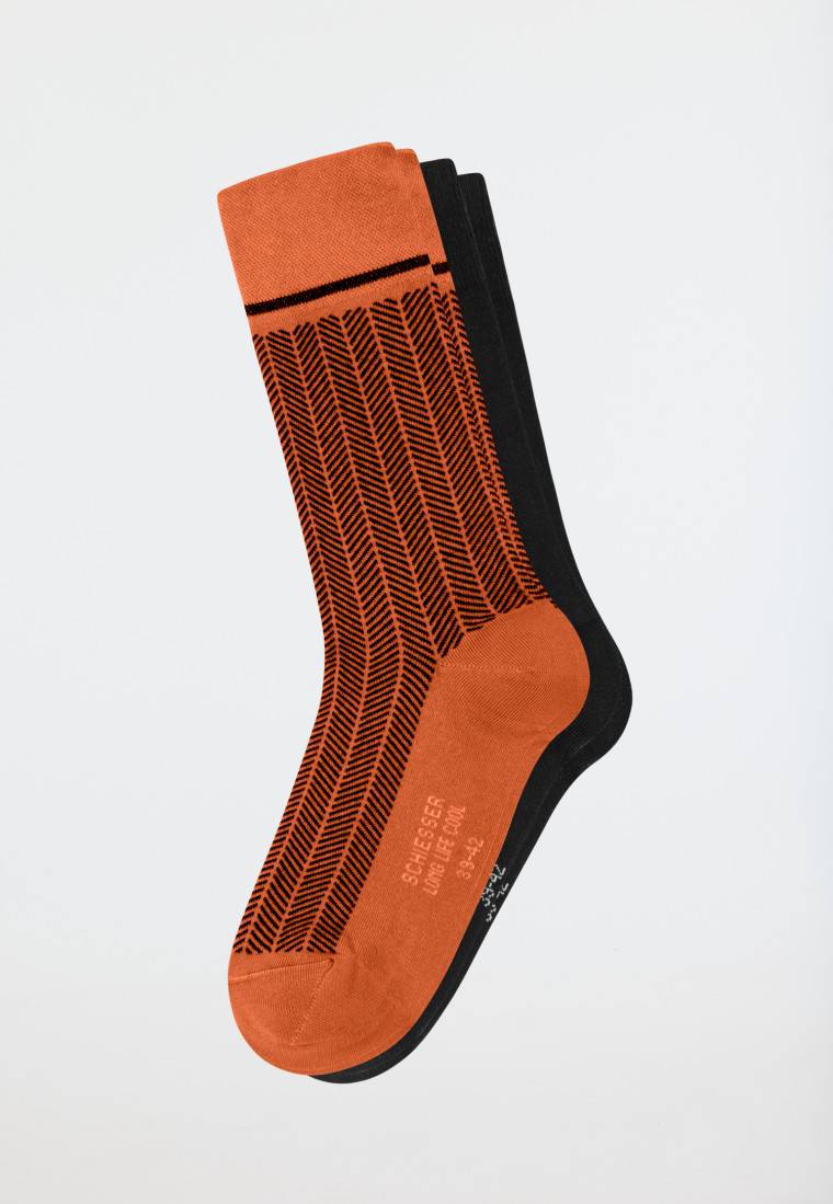 Schiesser Herrensocken 2er-Pack nachtblau/ orange - Long Life Cool VIP-Rabatte
