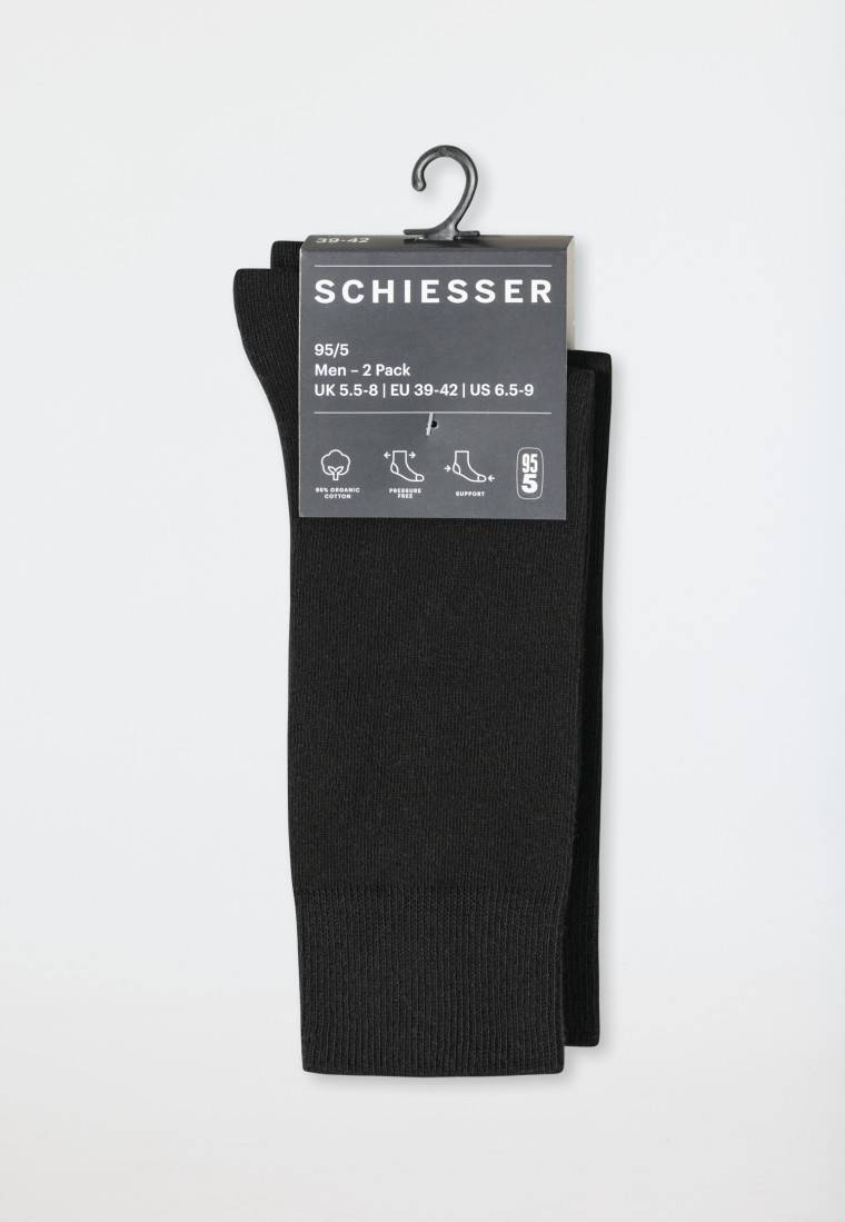 Schiesser Herrensocken 2er-Pack Organic Cotton schwarz - 95/5 Wochenangebot