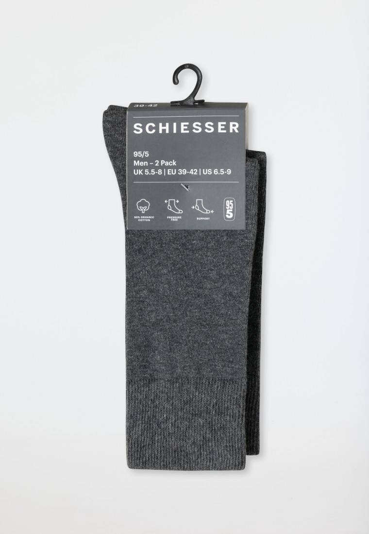 Schiesser Herrensocken 2er-Pack Organic Cotton anthrazit-meliert - 95/5 Kostenlose Rückgabe