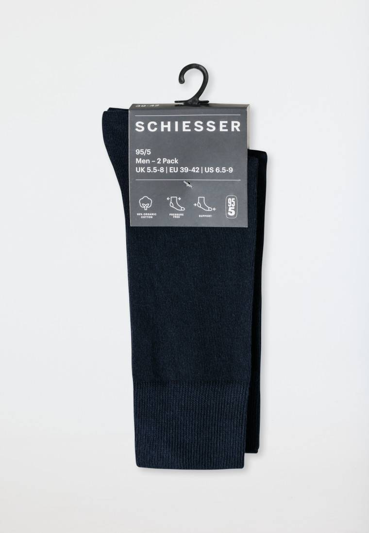 Schiesser Herrensocken 2er-Pack Organic Cotton nachtblau - 95/5 Letzte 3 Tage