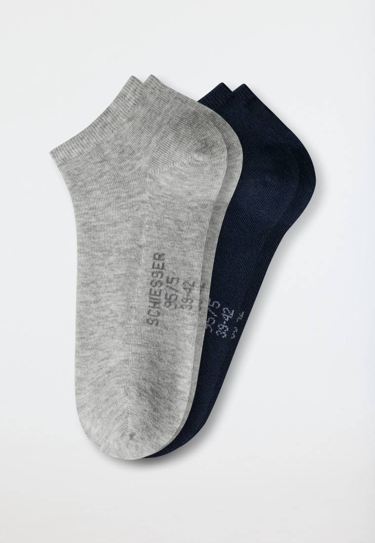 Schiesser Herrensneaker 2er-Pack Organic Cotton grau-meliert/dunkelblau - 95/5 Bis zu 55% Rabatt