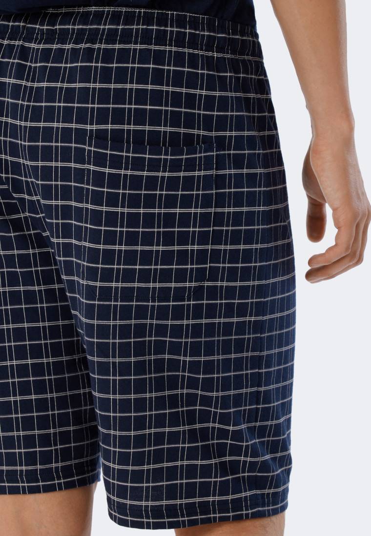Schiesser Schlafanzug kurz Jersey V-Ausschnitt blau - Ebony Fabrikladen