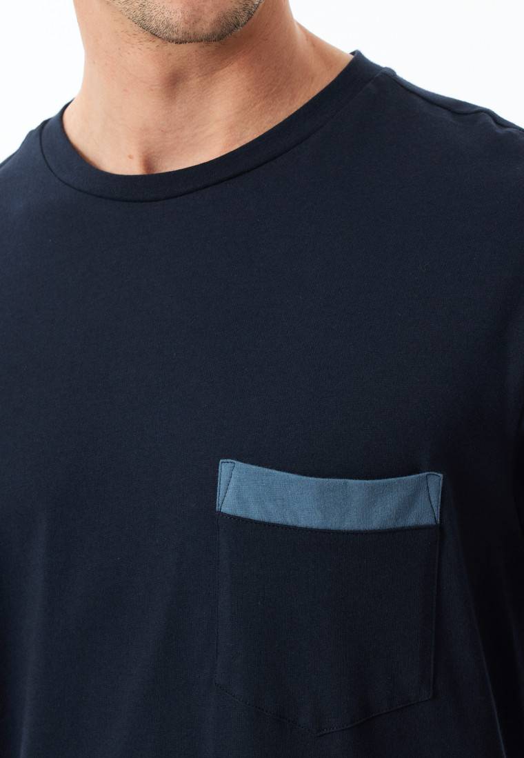 Schiesser Schlafanzug lang Organic Cotton Karos nachtblau - Comfort Nightwear Begrenzt auf 3 Tage