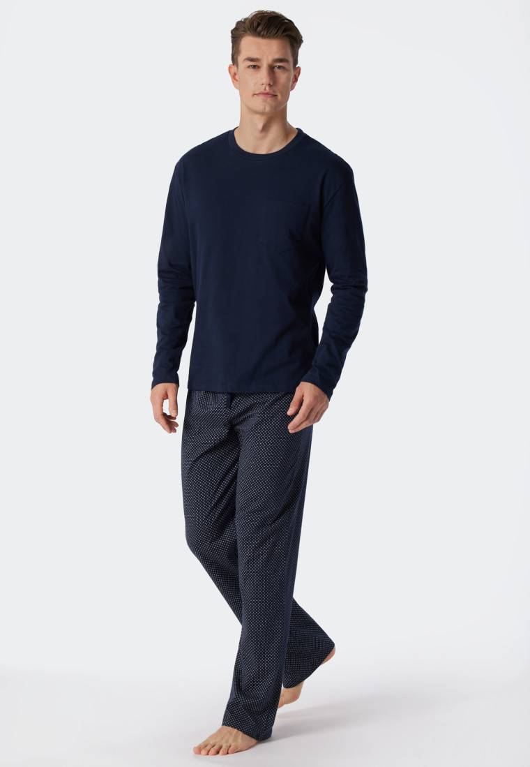 Schiesser Schlafanzug lang Jersey blau - Ebony