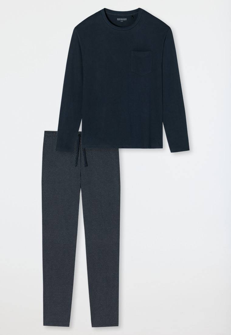 Schiesser Schlafanzug lang Jersey blau - Ebony Speichern exportieren