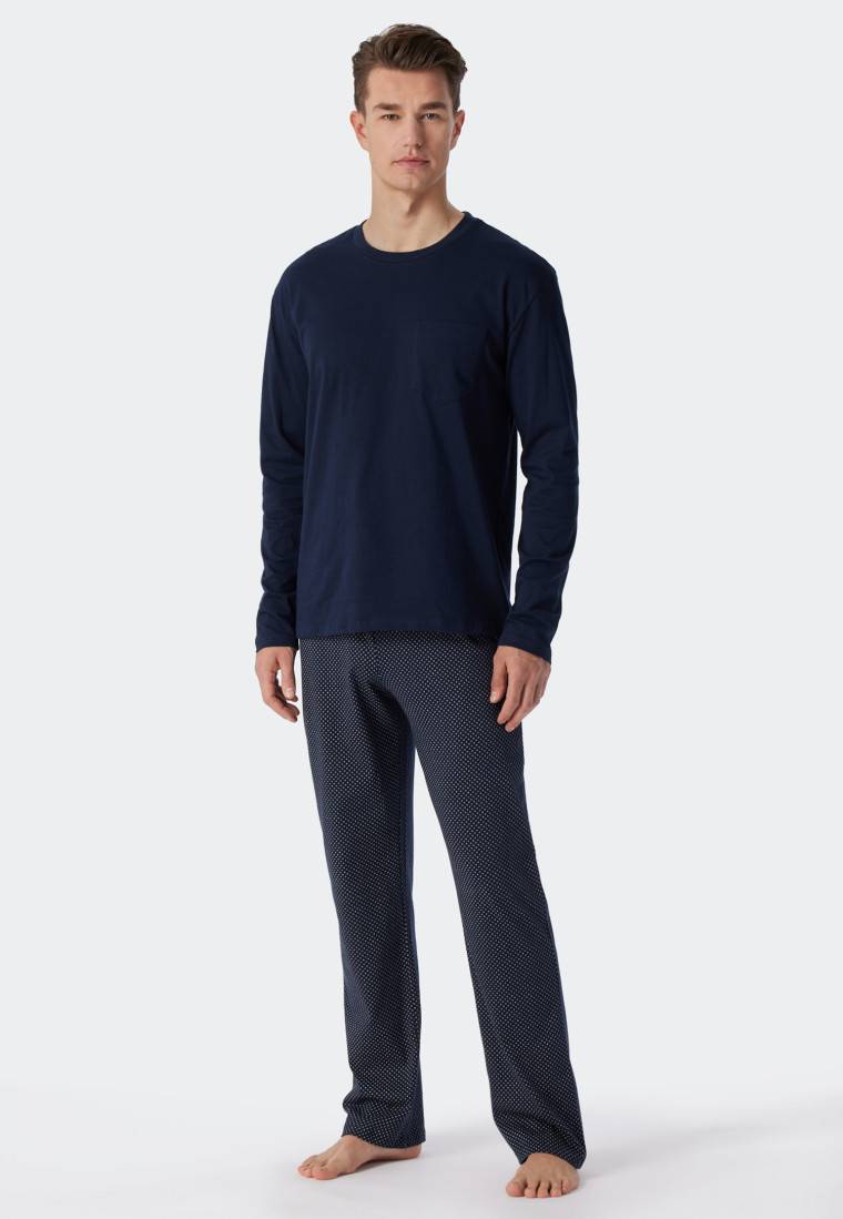 Schiesser Schlafanzug lang Jersey blau - Ebony Speichern exportieren