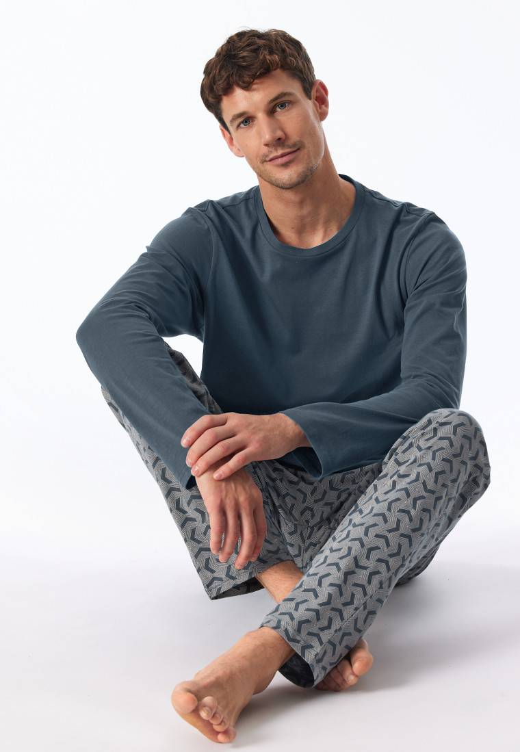Schiesser Schlafanzug lang jeansblau - Casual Essentials Rabatte dieses Monats